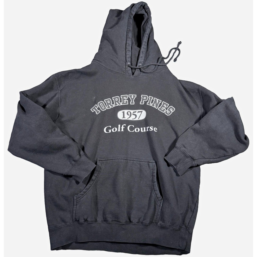 Vintage Torrey Pines Golf Course Hoodie Sweatshirt Black Mens Large Oarsman 913
